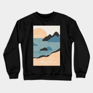 Ocean Breeze - Seaside beach Landscape Art - Mountains Hiking - Sunset Adventure - Blue Lagoon - Seaside Art - Sunrise Mountains Crewneck Sweatshirt